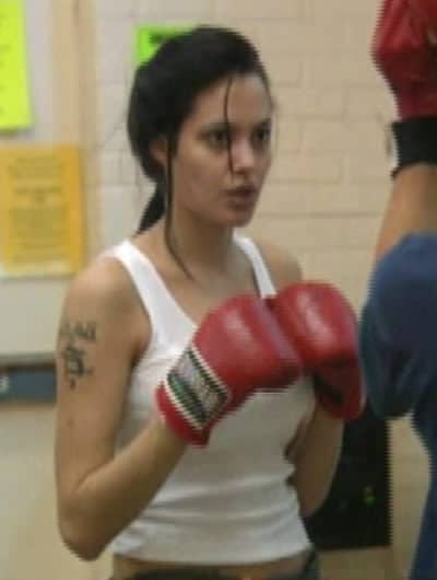 Angelina Jolie in a boxing lesson