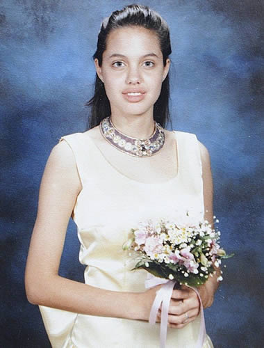 Angelina Jolie dressed up as a flower girl