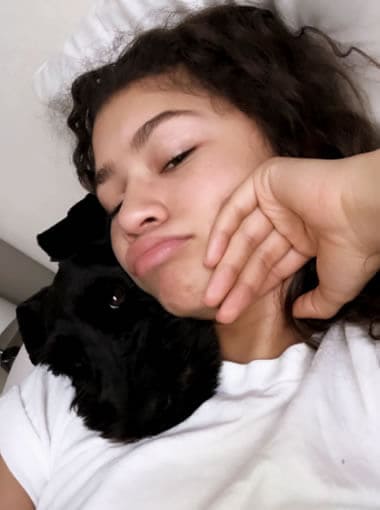 Zendaya in a selfie with her dog