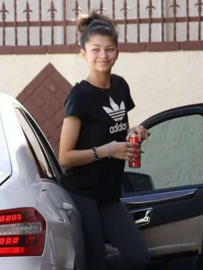 Zendaya getting out of the car