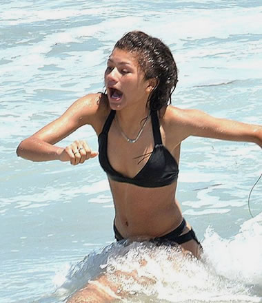 Zendaya running on the beach
