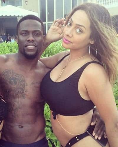 Lala Anthony posing with Kevin Hart