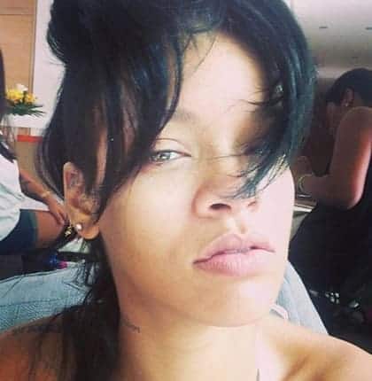 Rihanna Big Bare Face Selfie