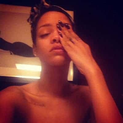 Rihanna can't open her eyes