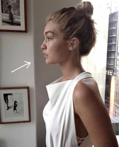 Gigi Hadid side view without makeup