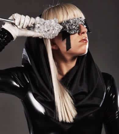 Lady Gaga with black crystal glasses