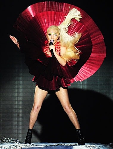 Gaga looks like a large singing rose