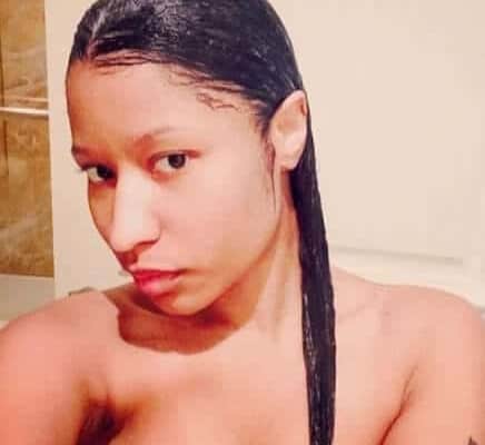 Nicki Minaj taking a selfie in the shower