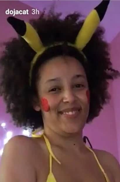 Doja Cat dressed up as the Pikachu girl from Pokemon