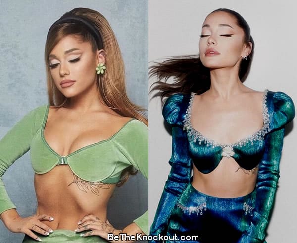Ariana Grande boob job before and after comparison photo