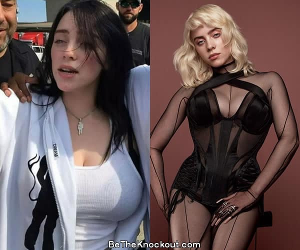 Billie Eilish boob job before and after comparison photo