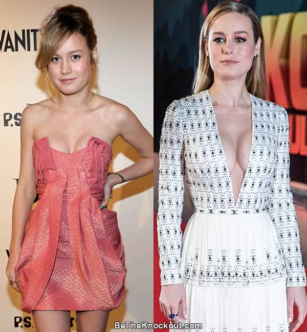 Brie Larson boob job before and after comparison photo