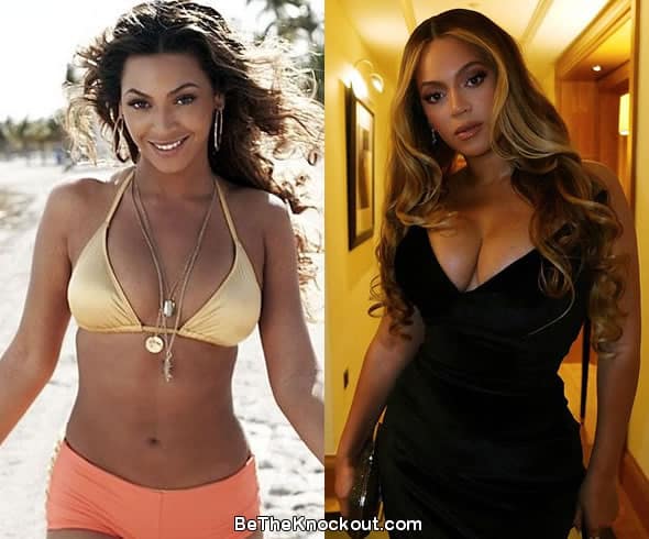 Beyonce boob job before and after comparison photo