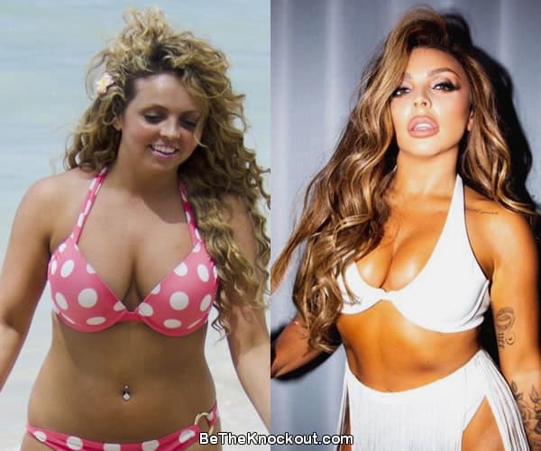 Jesy Nelson breast implants before and after comparison photo