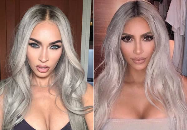 Megan Fox vs Kim Kardashian in grey hair