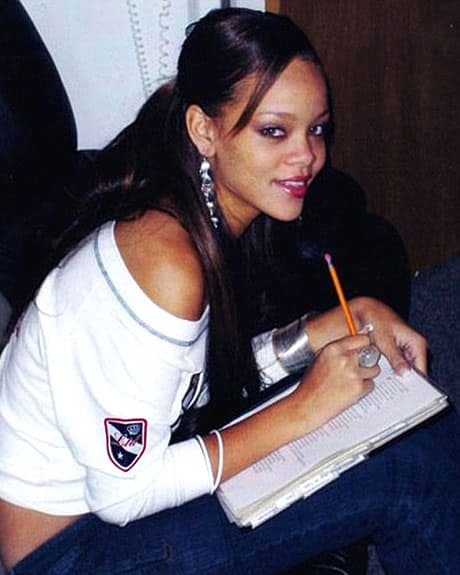 Rihanna doing her homework