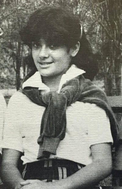 Salma Hayek at school in Mexico