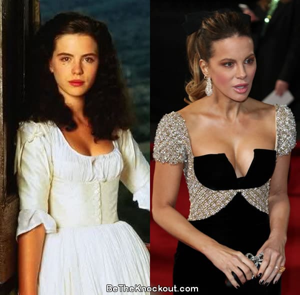 Kate Beckinsale boob job before and after comparison photo
