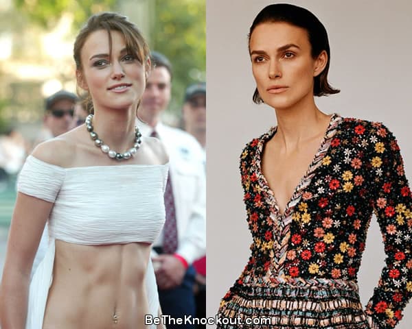Keira Knightley boob job before and after comparison photo