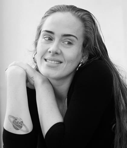 Adele black and white portrait without makeup