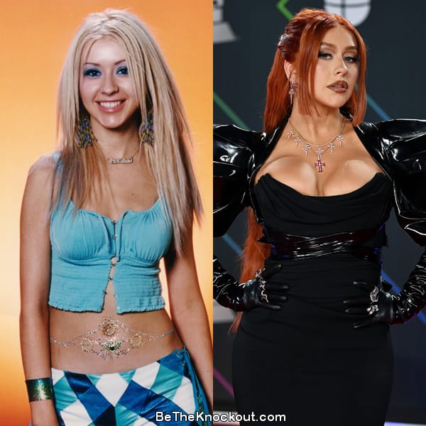 Christina Aguilera boob job before and after comparison photo