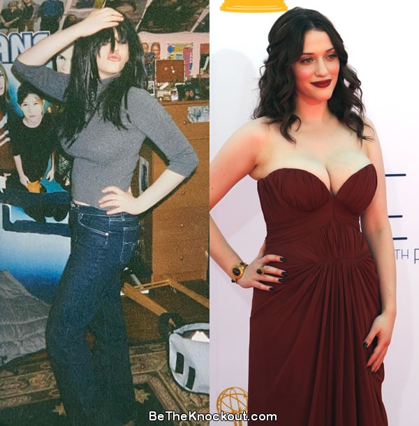 Kat Dennings breast implants before and after comparison photo
