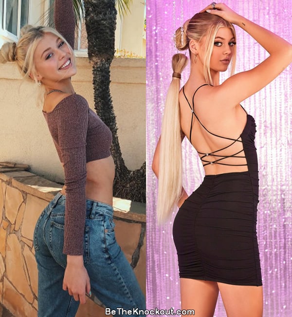 Loren Gray butt lift before and after comparison photo