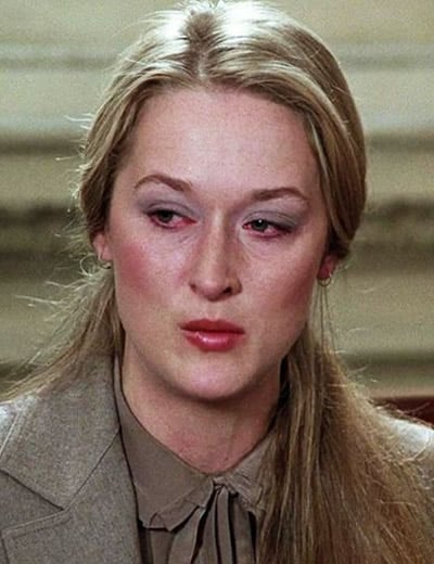 Meryl Streep with tears in her eyes