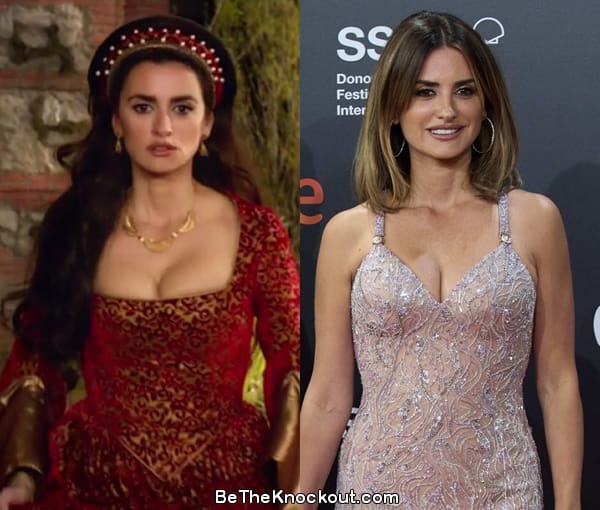 Penelope Cruz boob job before and after comparison photo