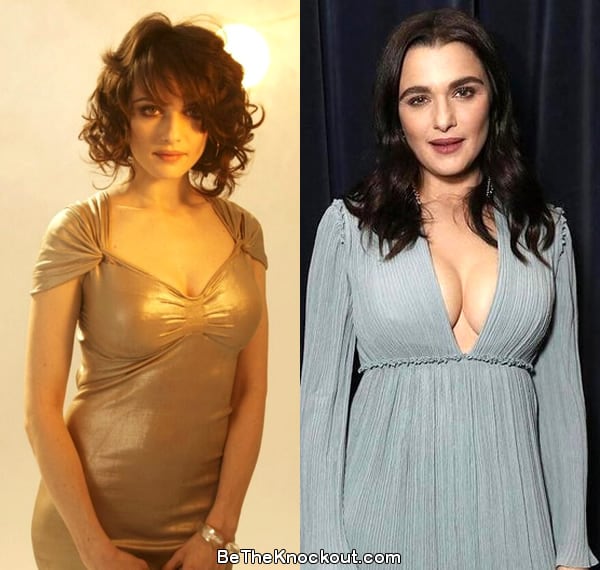 Rachel Weisz boob job before and after comparison photo