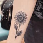 Black & Grey Sunflower Tattoo