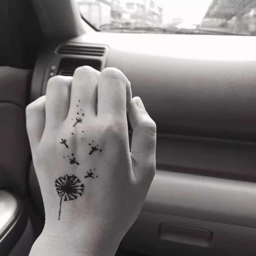Dandelion on Hand Tattoo