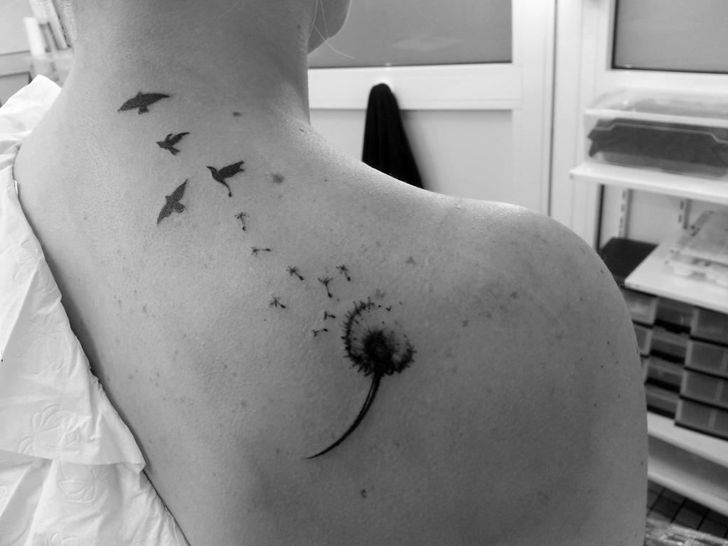 Dandelion with Birds Tattoo