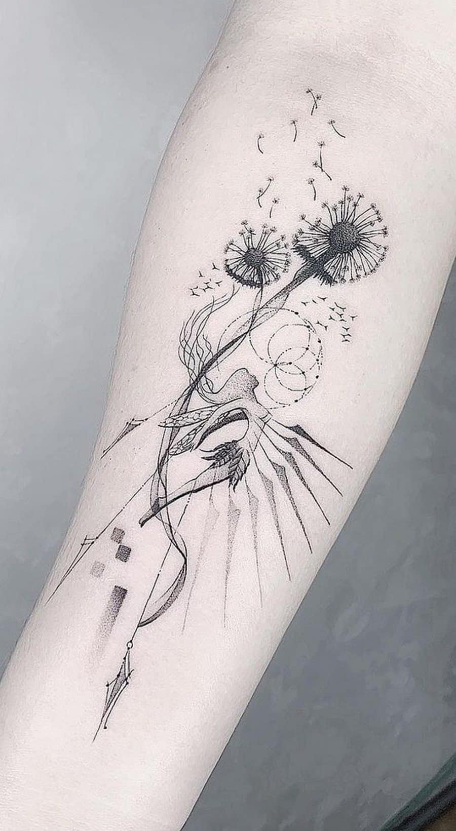 Fairy and Dandelion Tattoo