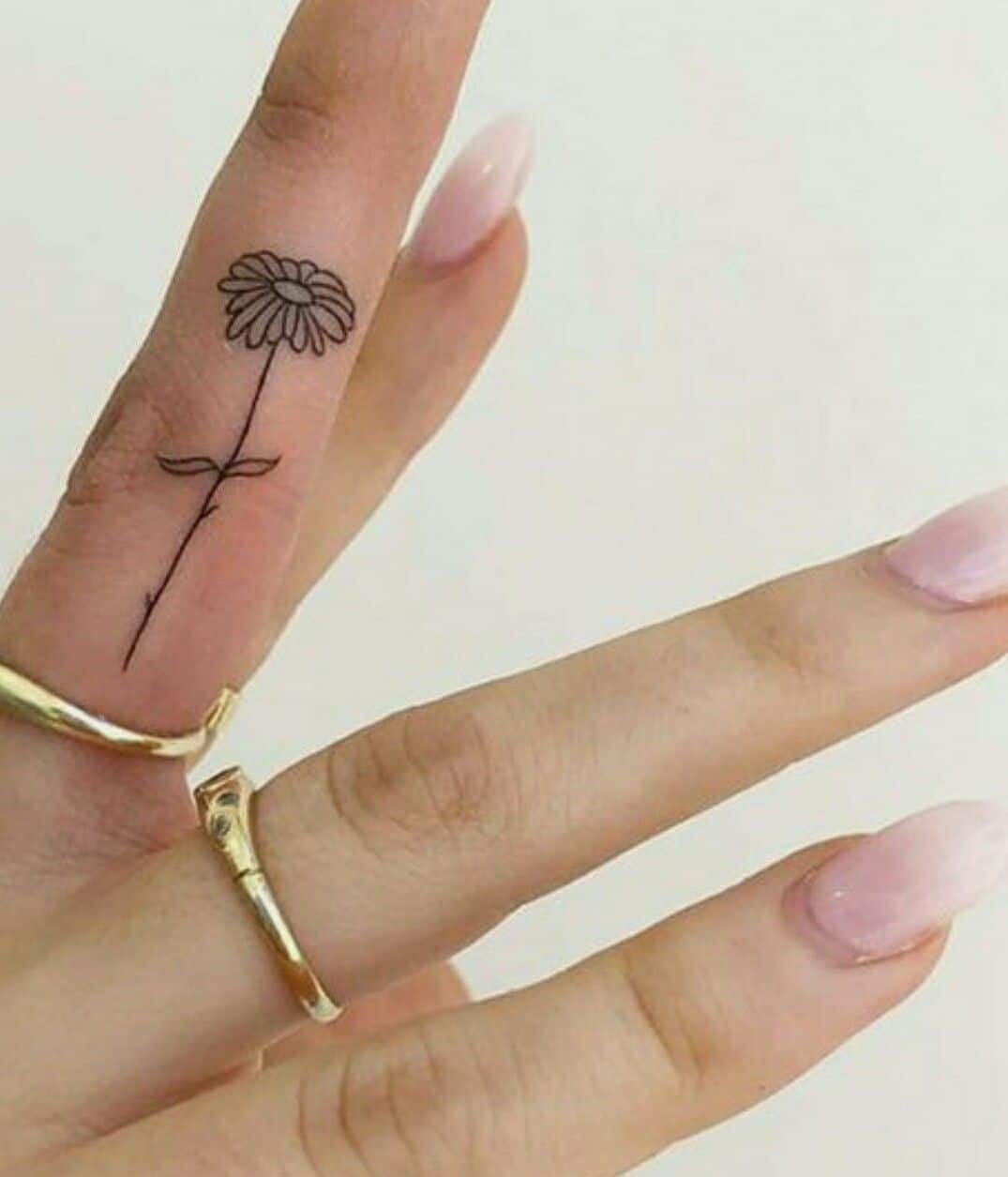 Finger Sunflower Tattoo