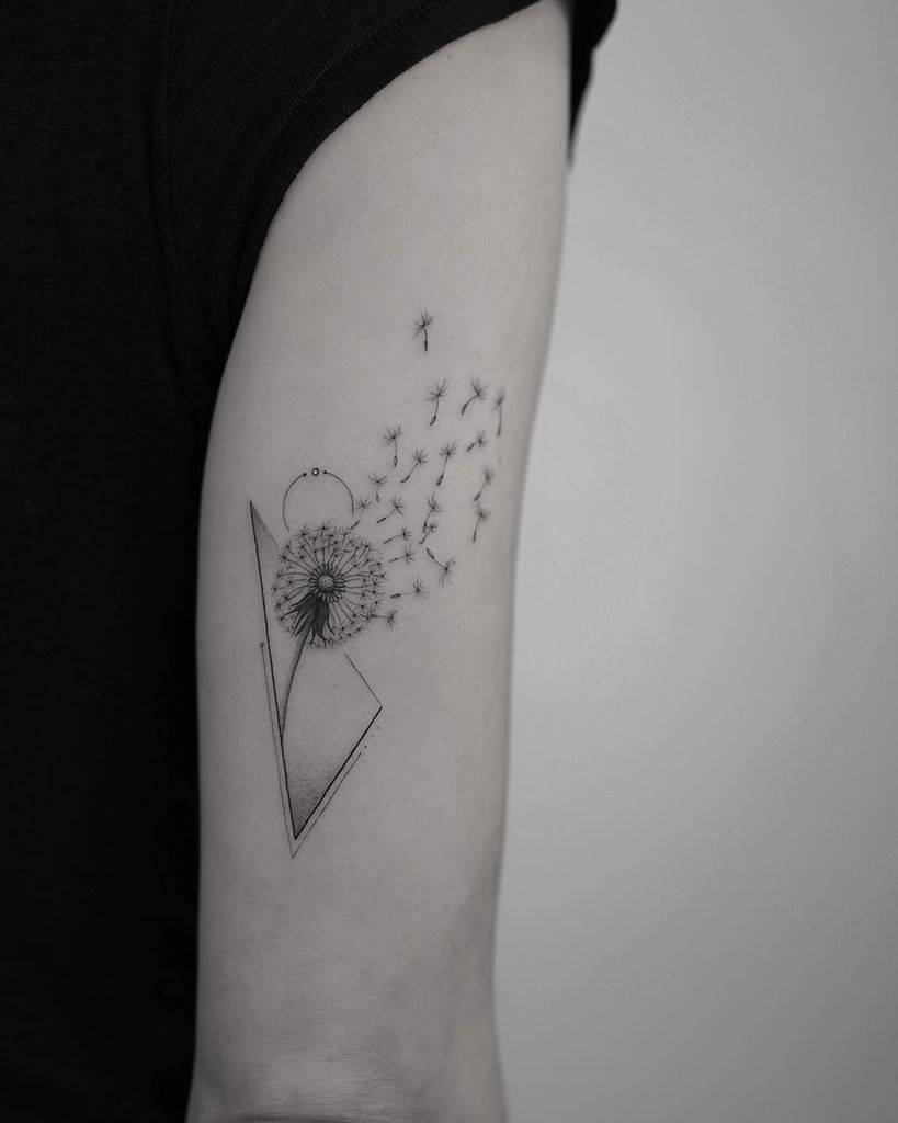 Geometric Dandelion Tattoo