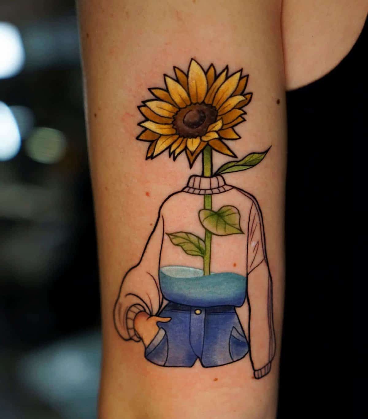 Pop Art Sunflower Tattoo