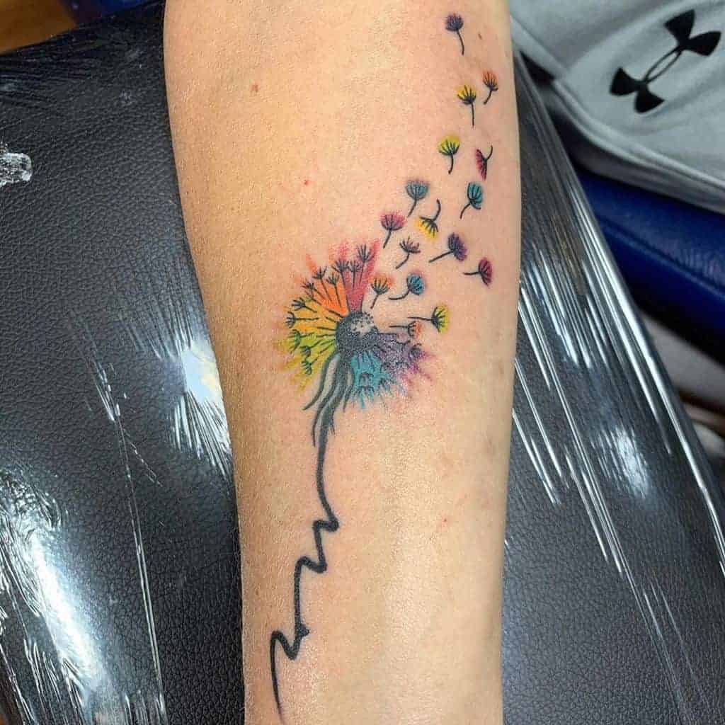 Rainbow Dandelion Tattoo