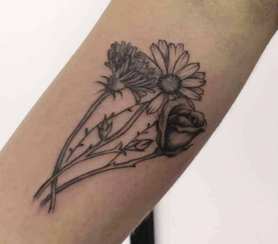 Rose and Dandelion Tattoo