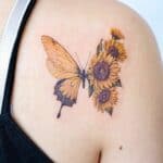 Sunflower and Butterfly Tattoo