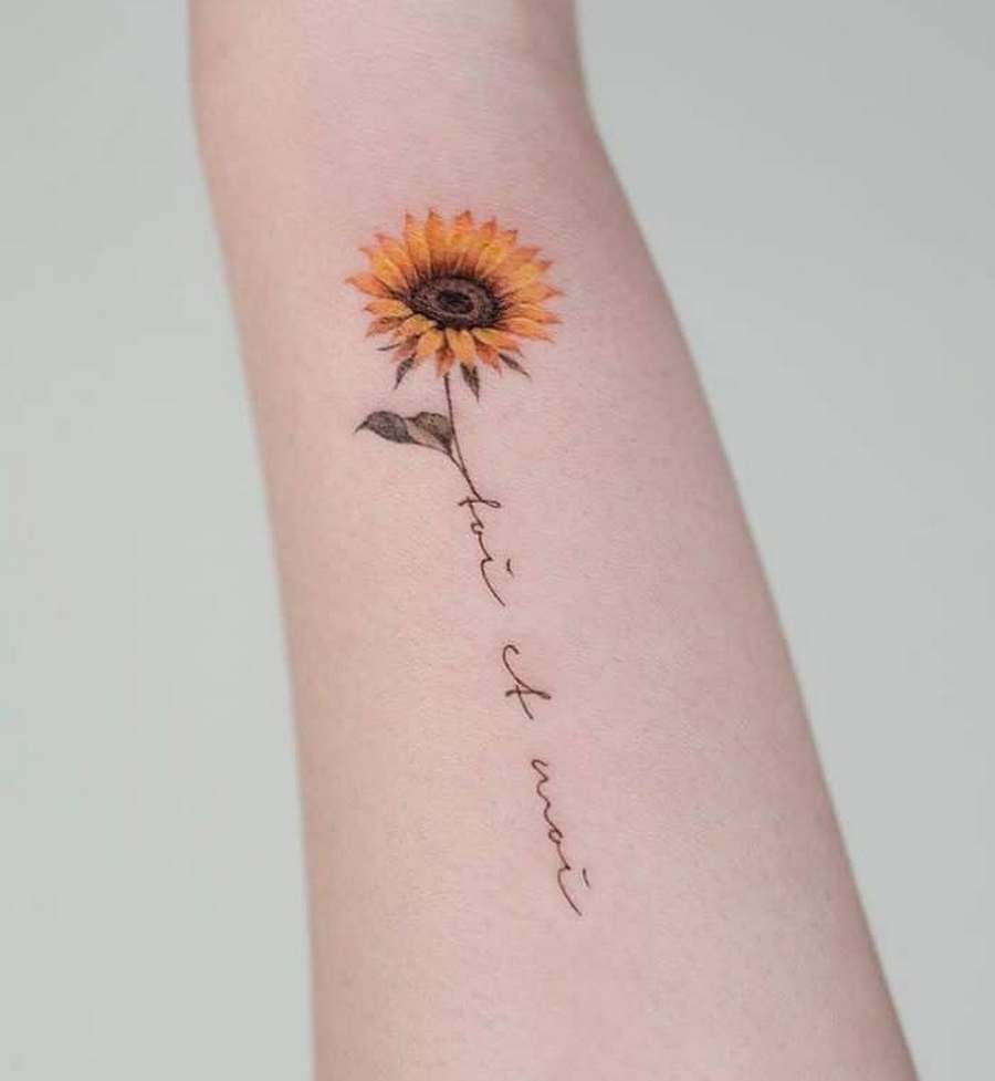 Sunflower and Quote Tattoo