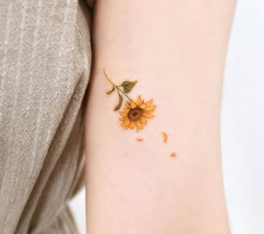 Sunflower petals tattoo